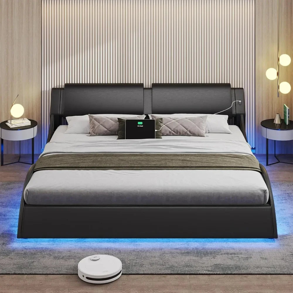 California King Bed Frame with Headboard USB & Type-C Ports