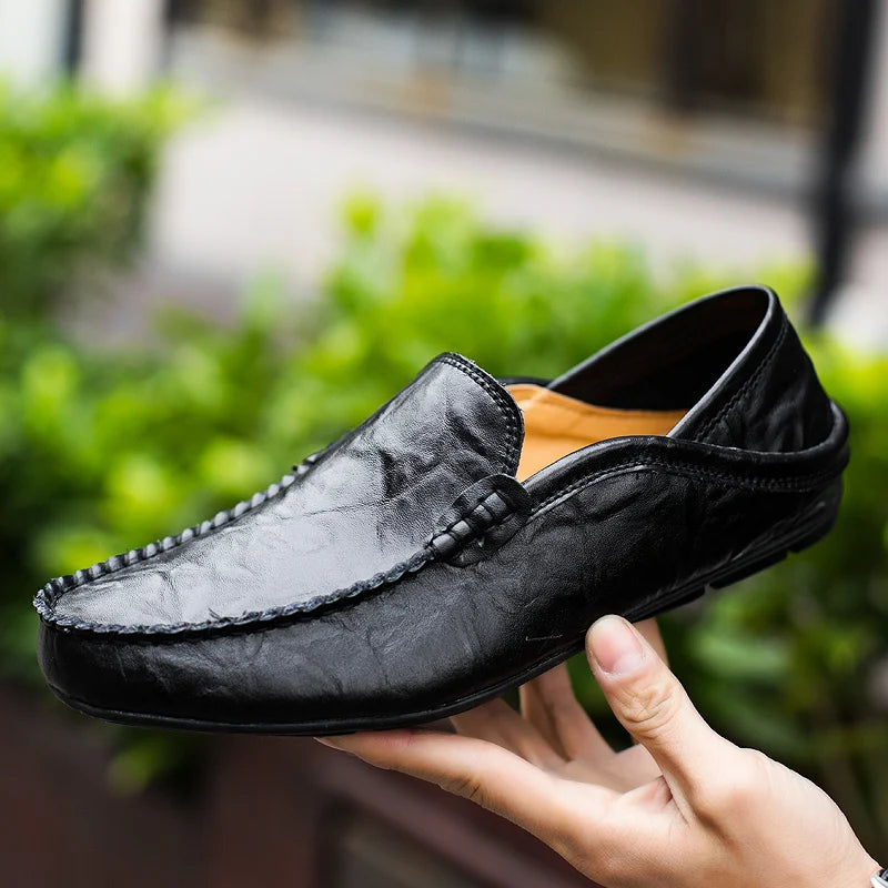 Men Loafers Italian Genuine Leather Moccasins