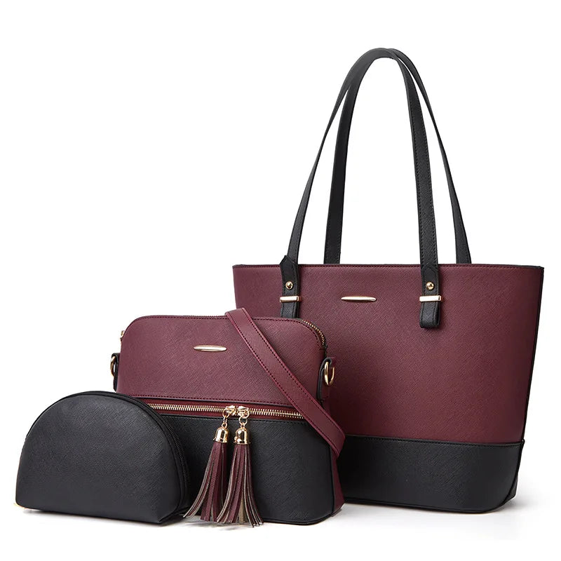 3PC Fashion Tote Crossbody Top Handle Bags