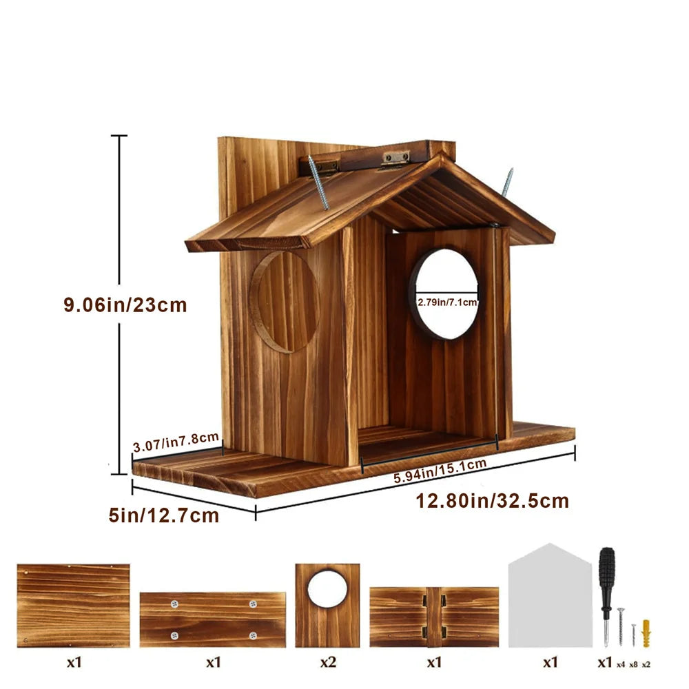 Garden Tree Squirrel Feeder Wood House