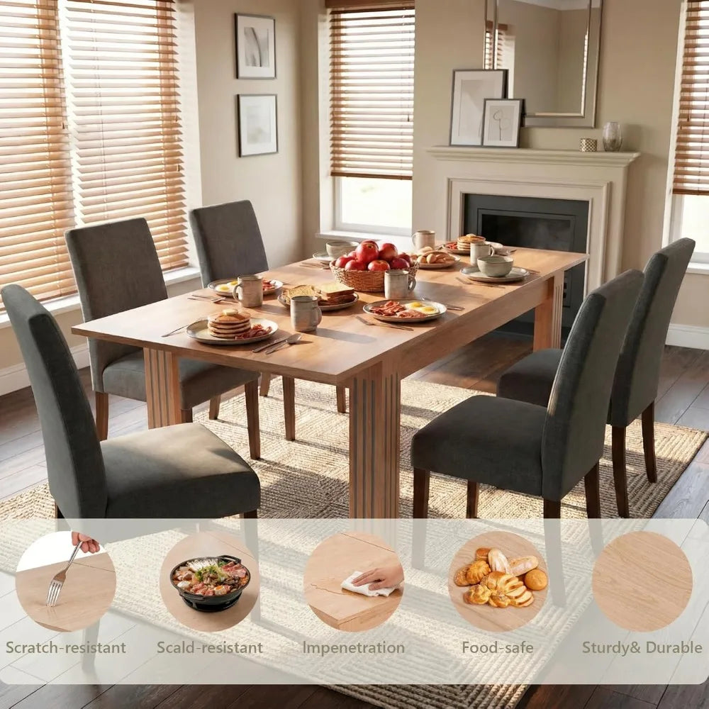 Expandable Kitchen Table for 4/6/8 People with Runner