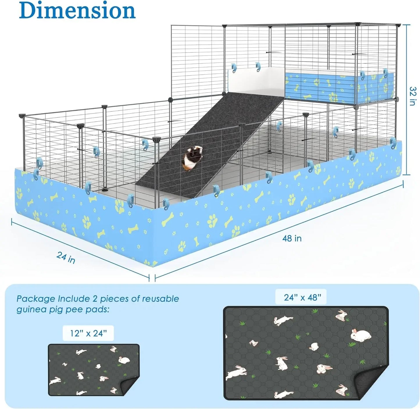 Guinea Pig Cage with Tarp and Bedding Pee Pad Liner