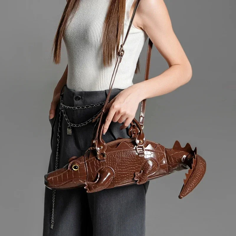 High Quality Handmade Crocodile Shape Shoulder Bag