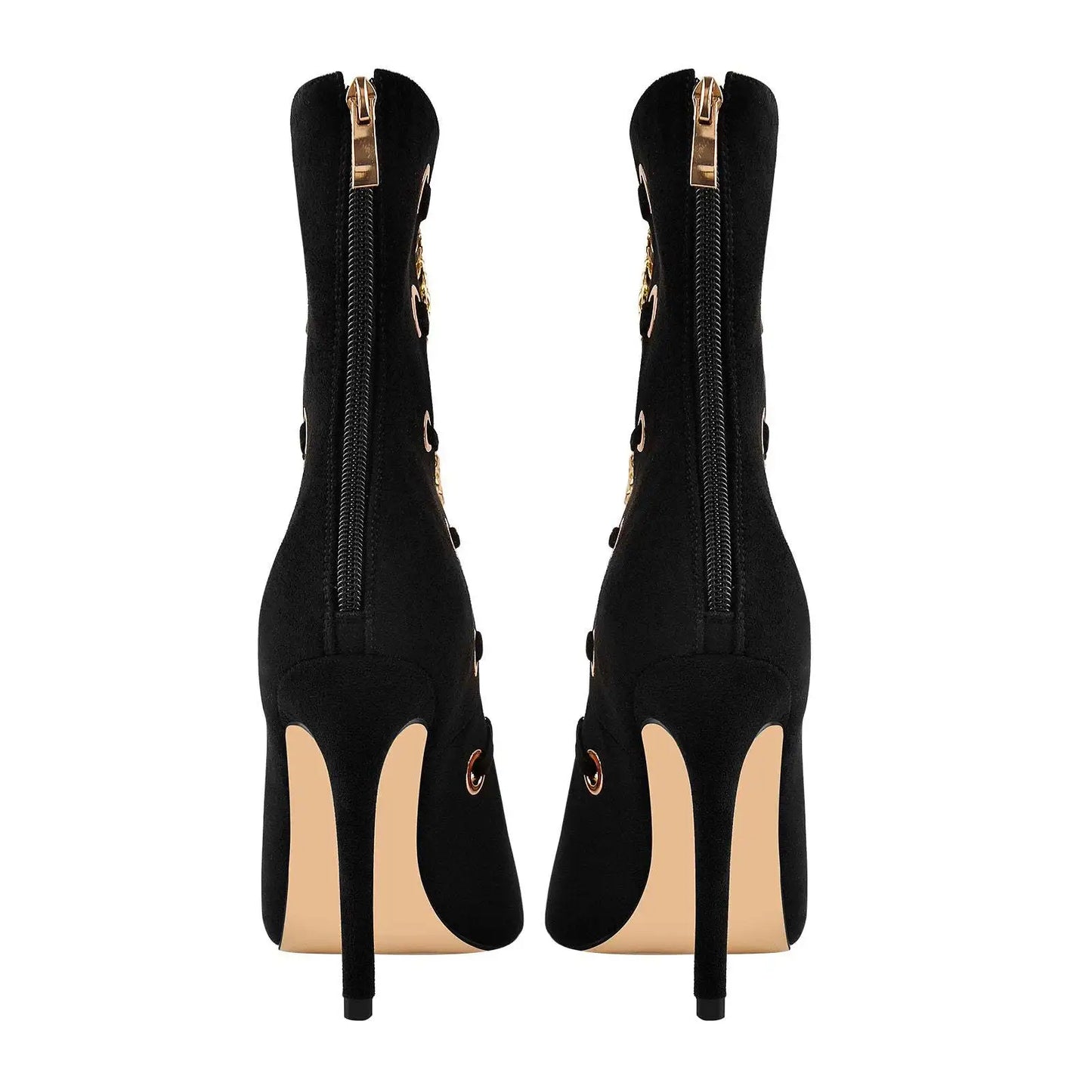 Gold Metal Chain Pointed Toe Sexy Thin High Heels