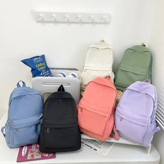 Student Backpack Preppy Style Solid Color