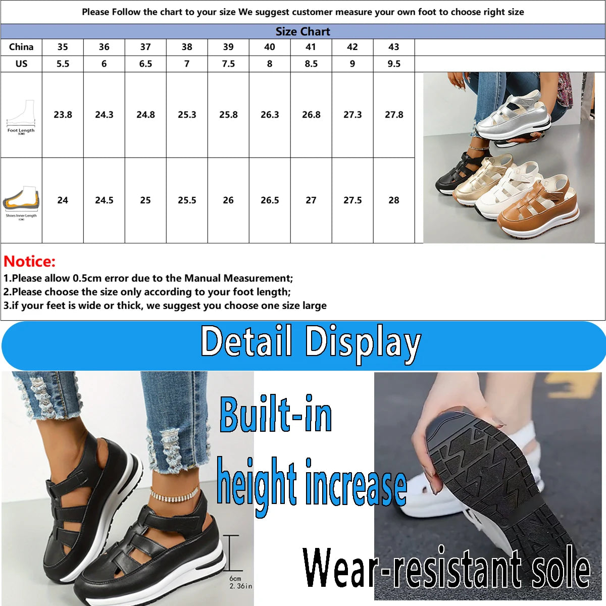 Lightweight Platform Gladiator Sandals