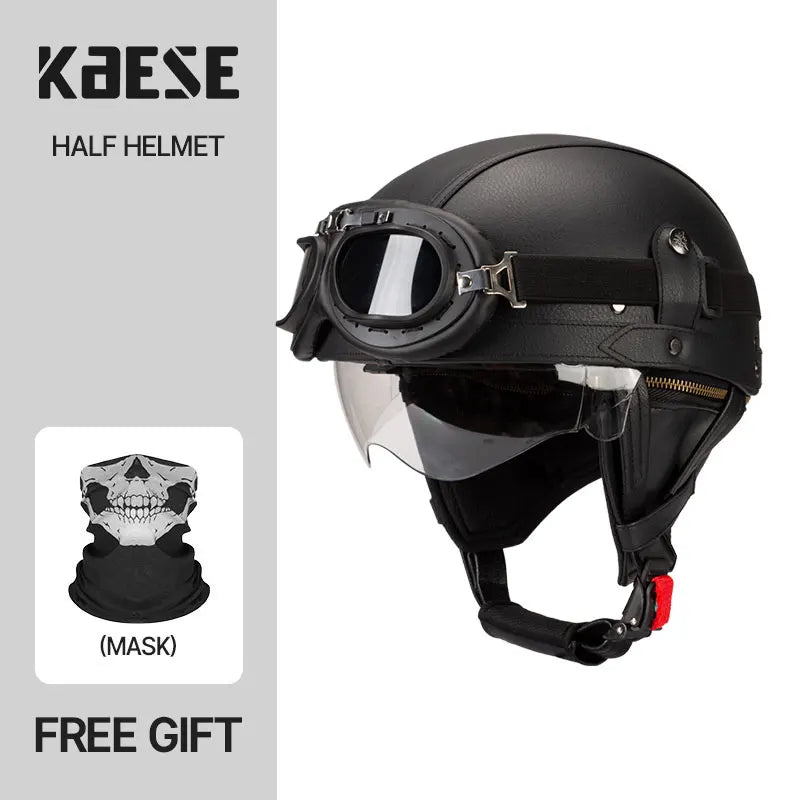 Vintage Half Face Motorcycle Helmet Unisex