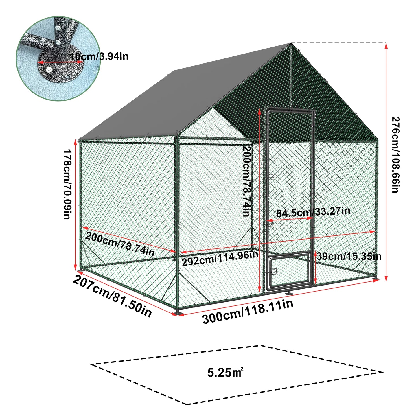 L XL XXL Heavy Duty Metal Chicken Coop w/ Cover