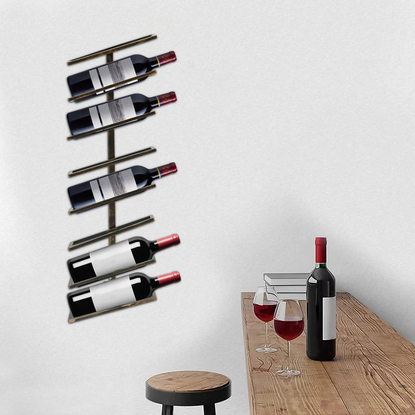 Wall Mounted Metal Wine Bottle Display Shelf 8 Bottles