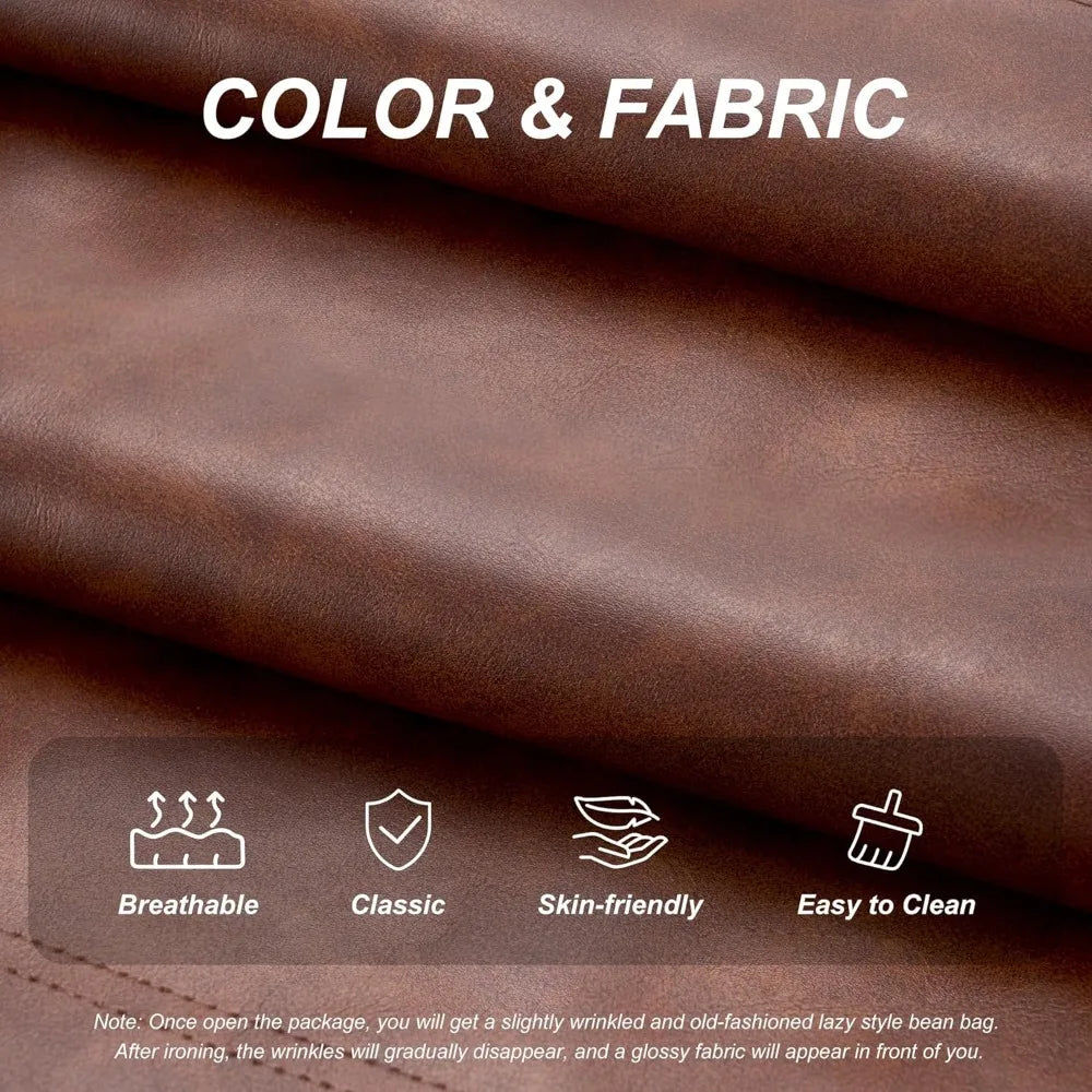 Giant Bean Bag Sofa Memory Foam Faux Leather