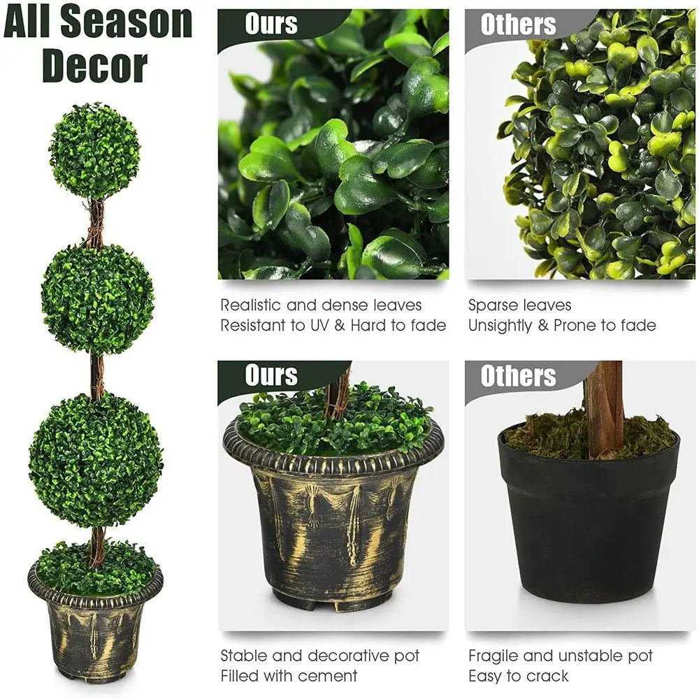 Pair of Artificial Boxwood Topiary Trees