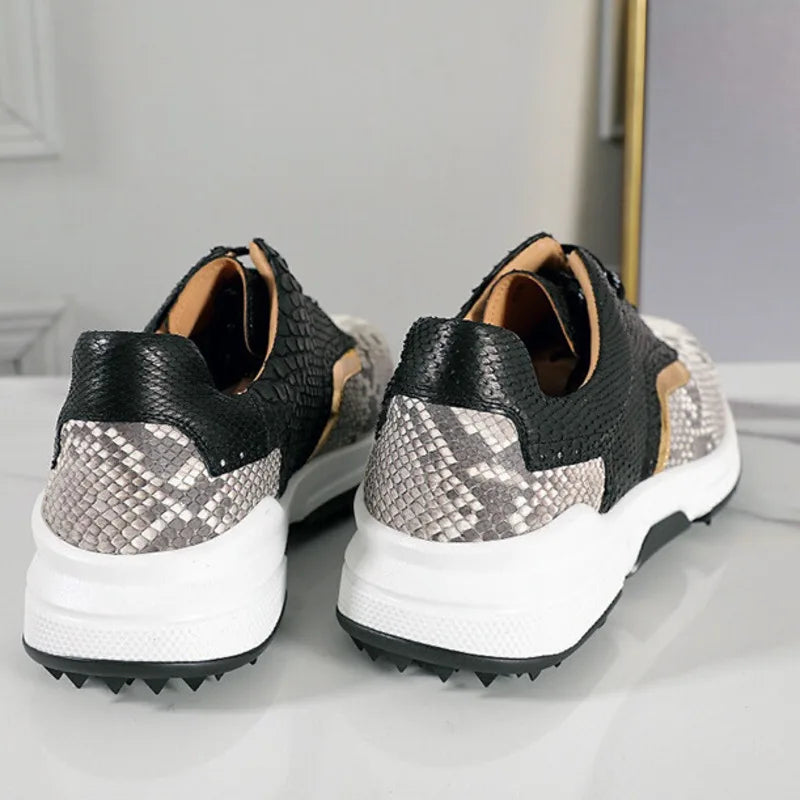 Round Toe British Style Genuine Leather Men Sneakers