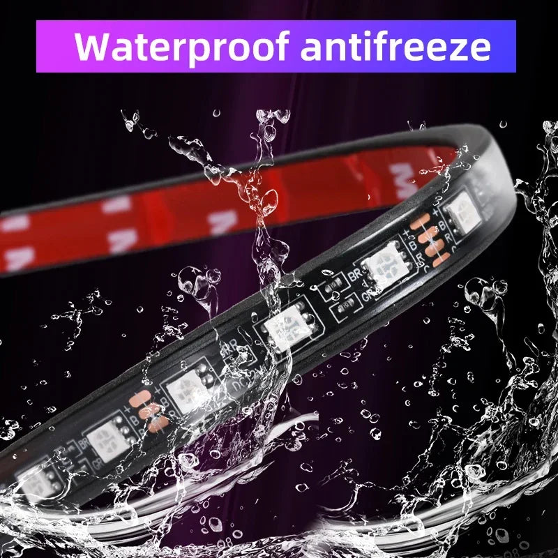 12pcs RGB APP LED Motorcycle Car Flexible Waterproof 12V Decorative Lamp Strip