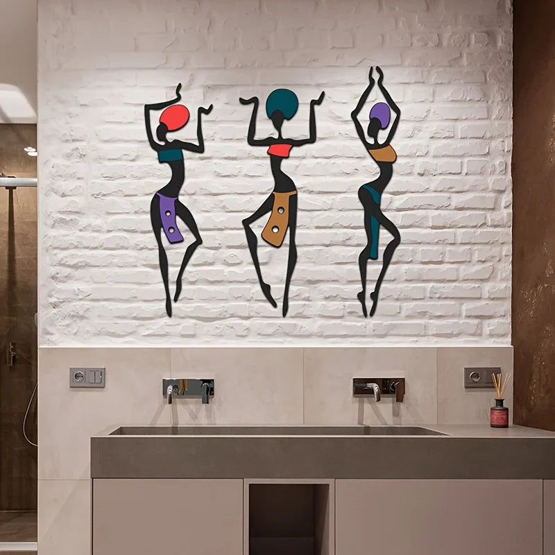 Dancing African girl ethnic style wall mural art