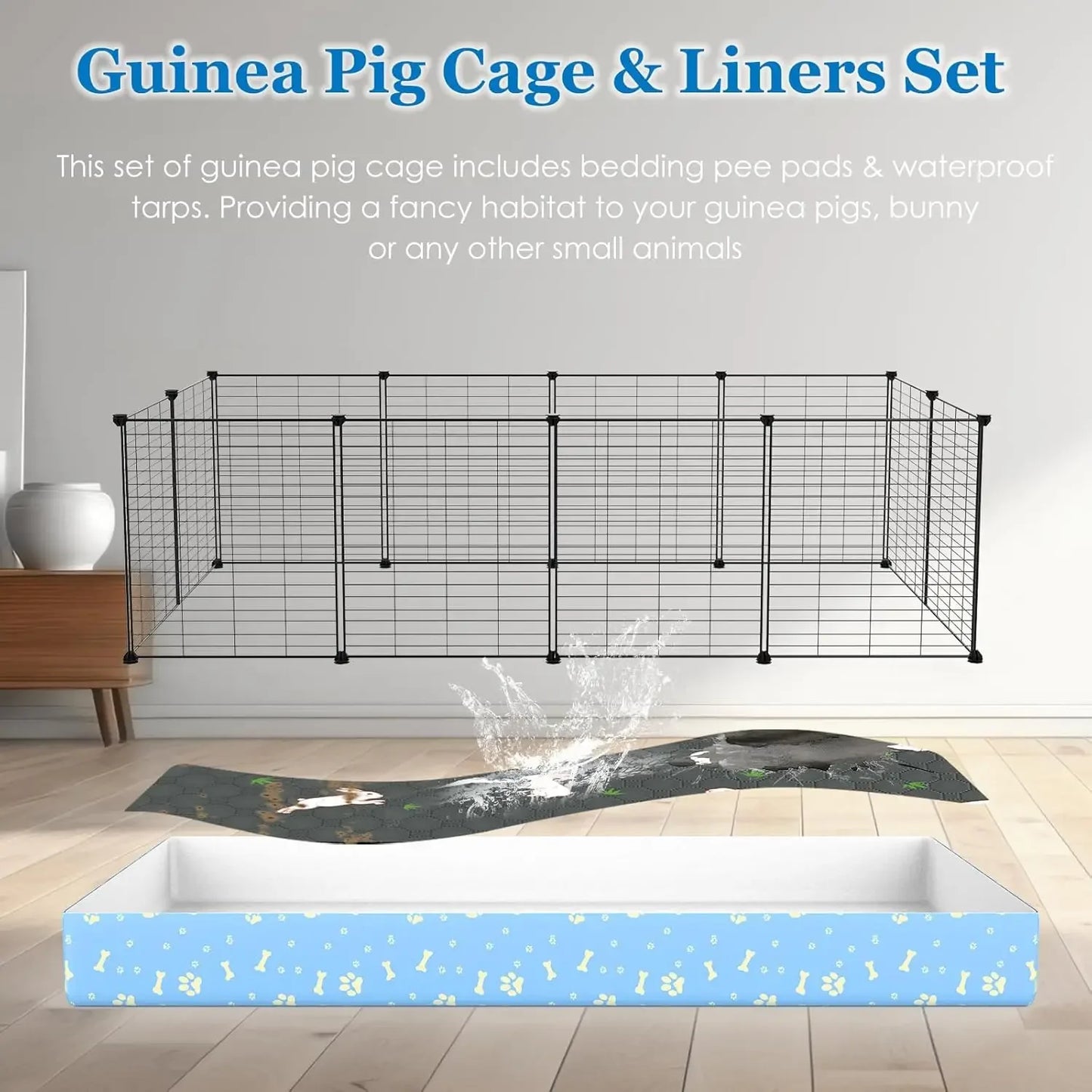 Guinea Pig Cage with Tarp and Bedding Pee Pad Liner