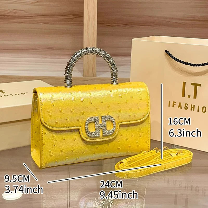 Ostrich Pattern Underarm Elegant Crossbody Bag