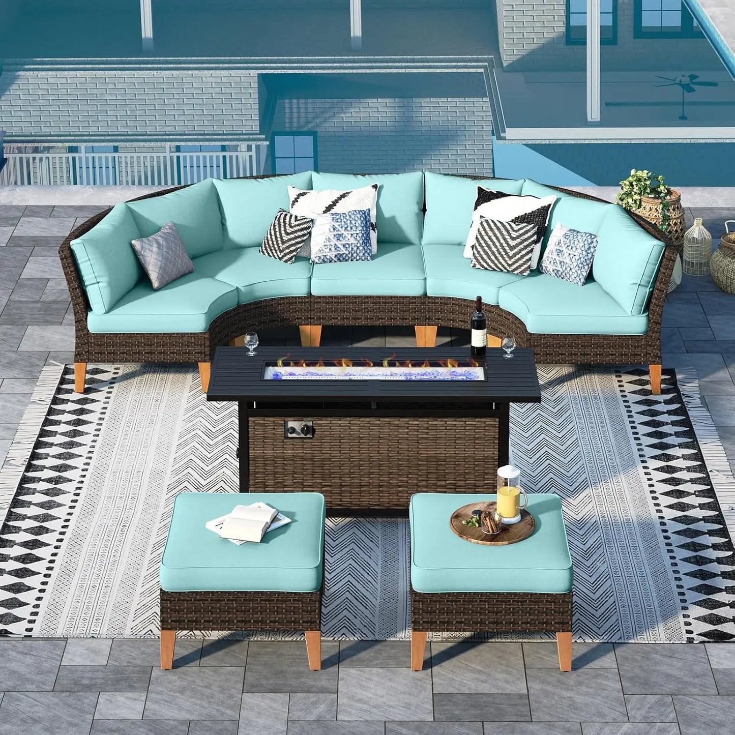 12 Piece Curved Outdoor Sectional Sofa Set