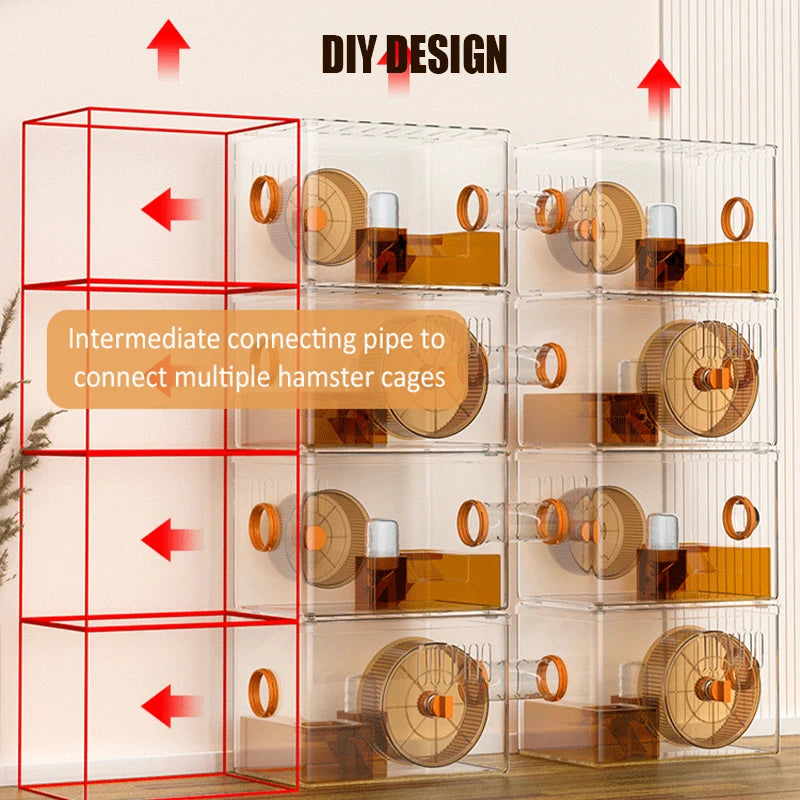 Transparent Hamster Guinea Pig Small Animal Habitat with Accessories