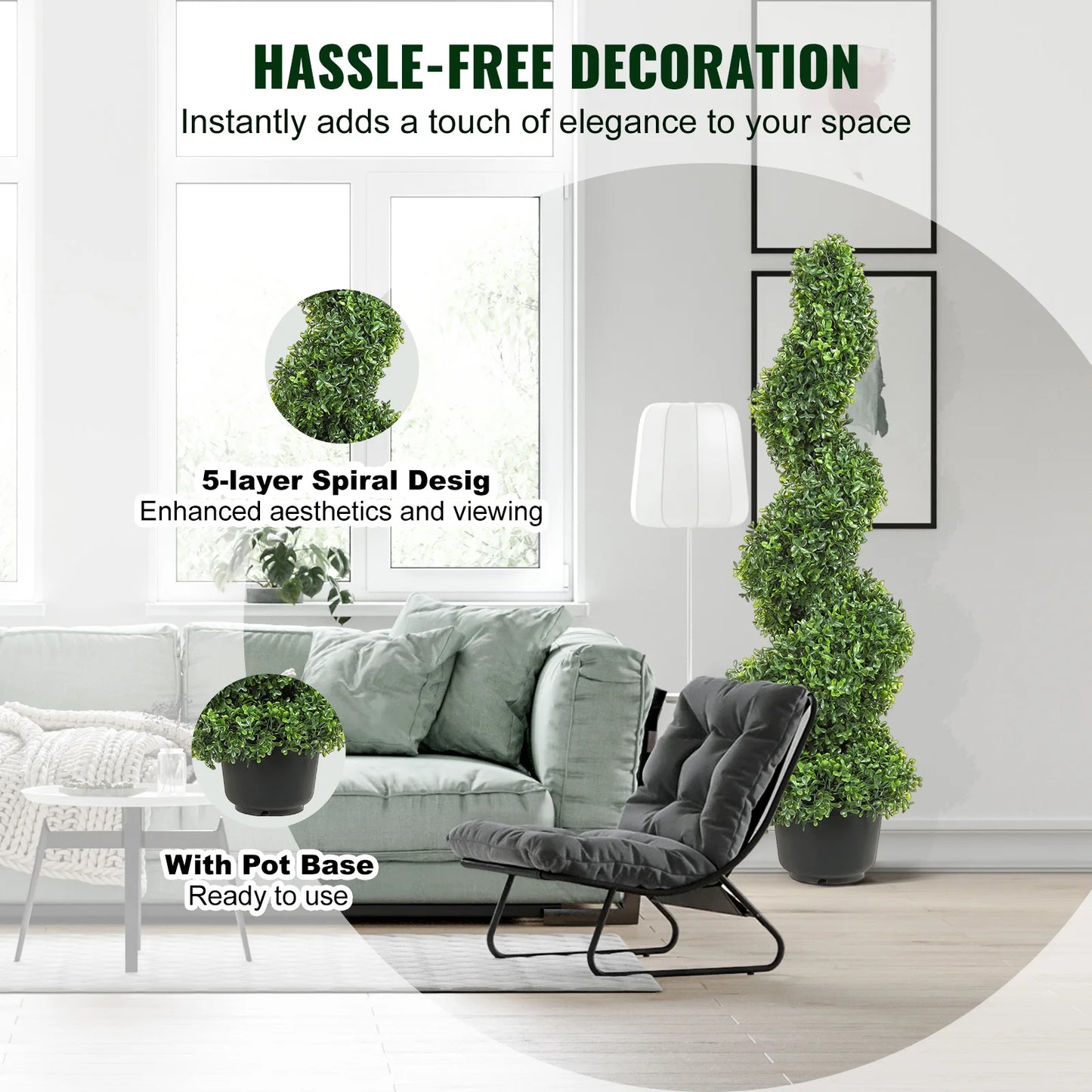 1/2pcs Spiral Artificial Plant 24/36/48in