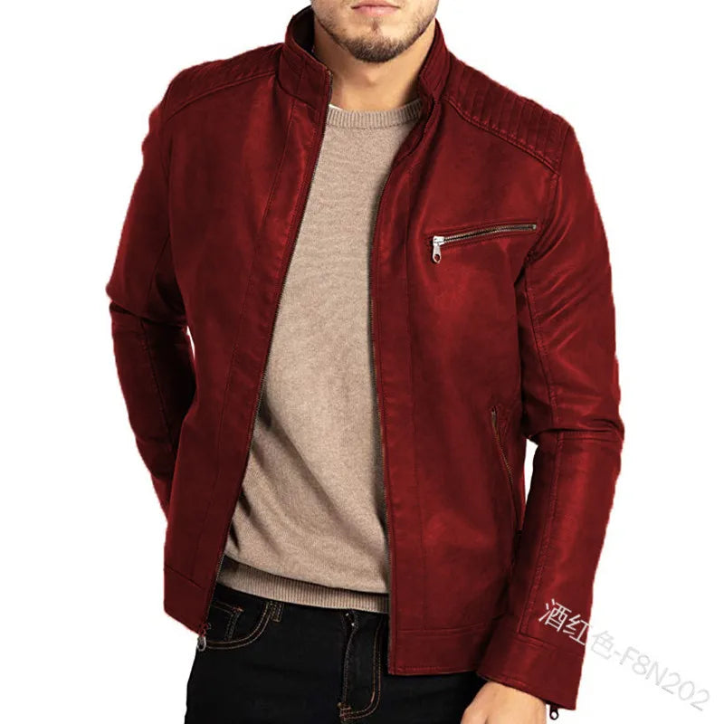 Leather Motorcycle Style Fashion Outerwear