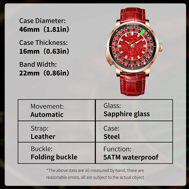 Push Button Gambling Table Roulette Watch