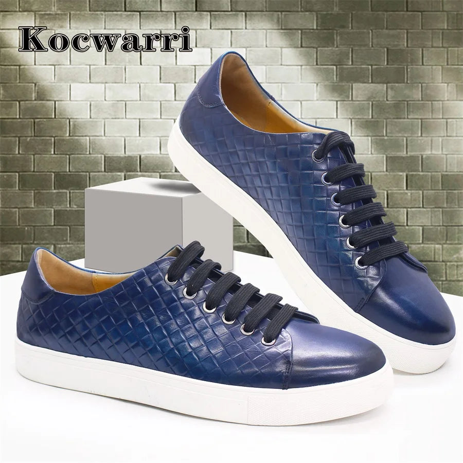 Men's Genuine Leather Shoes Comfortable Fish Pattern