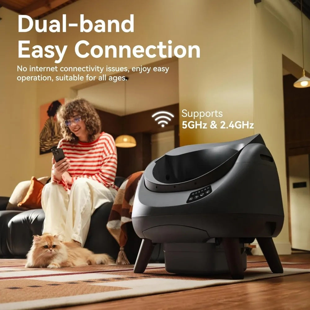 Self Cleaning Litter Box Open WiFi Safe Anti-Pinch Automatic
