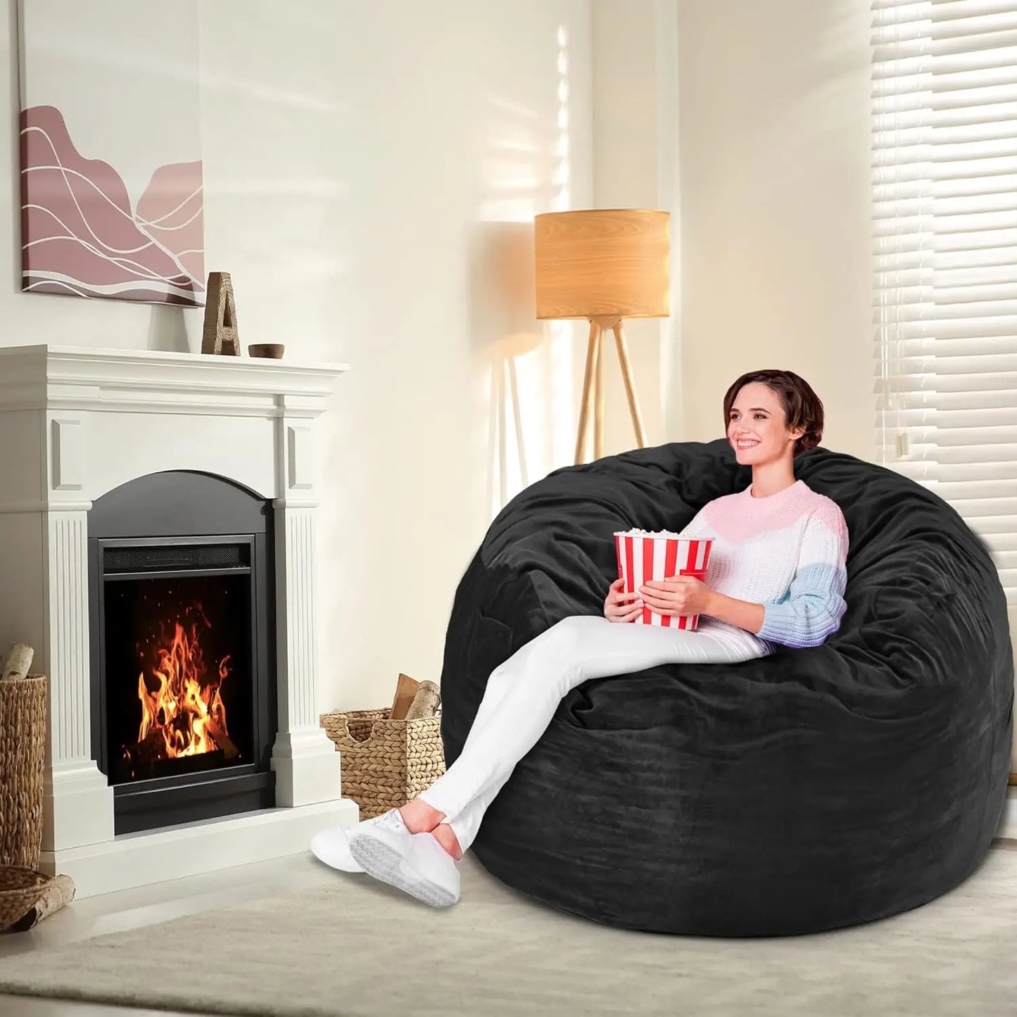 Giant Memory Foam Bean Bag Chair with Velvet Cover