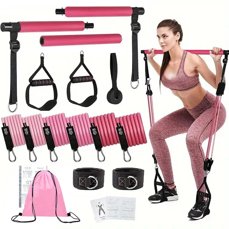 Portable Pilates Tensioner Kit with Latex Resistance Band