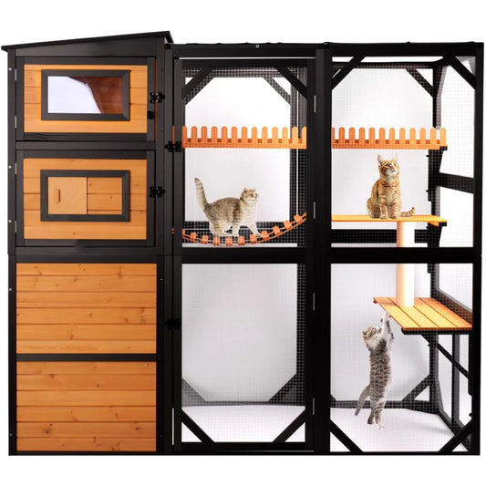 Catio Outdoor Large 4 Tiers Wood Cat House