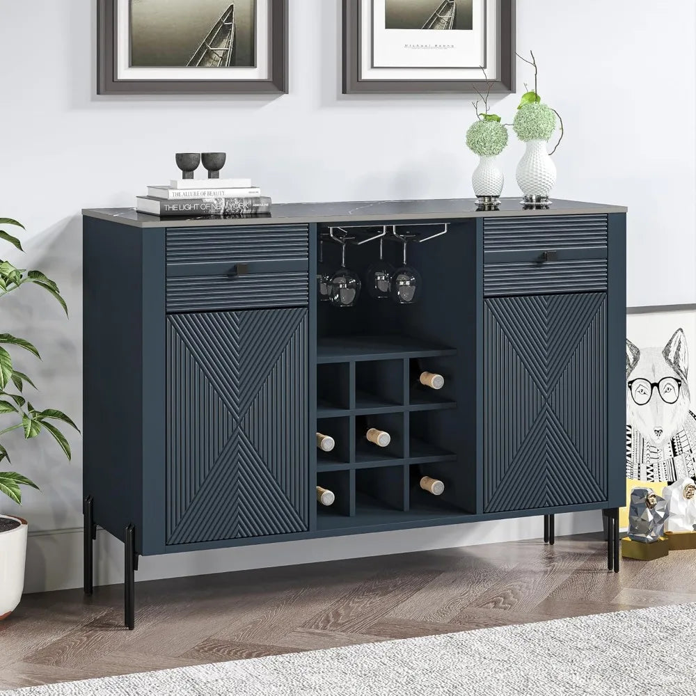 42 Inch Wine Cabinet with Two Doors & Drawers
