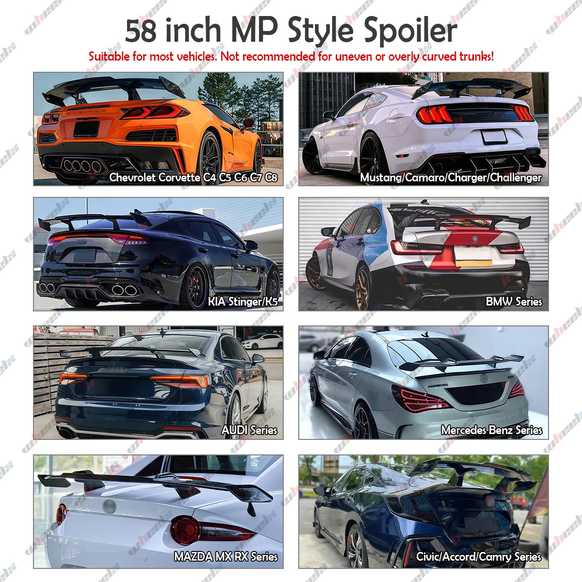 Universal 58 Inch ABS GT Style Trunk Spoiler
