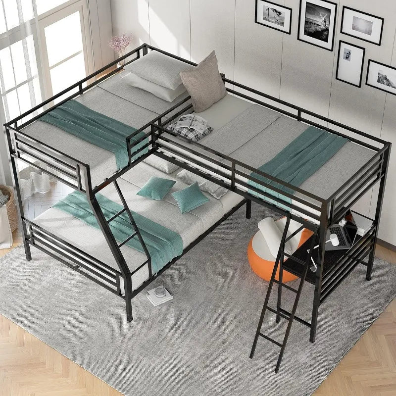 Metal Triple Bunk Beds Twin Over Full Bunk Bed Attached Twin Loft Bed