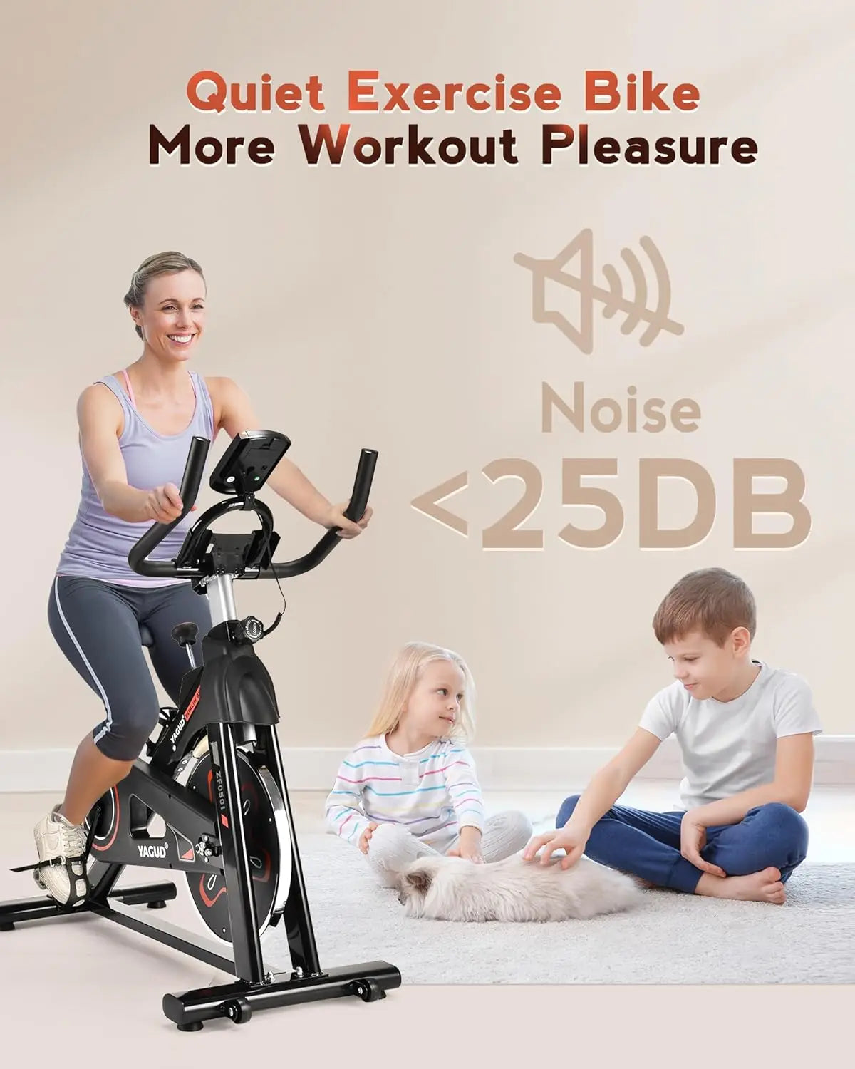 Stationary Bike with Pad Mount & Comfortable Seat Cushion