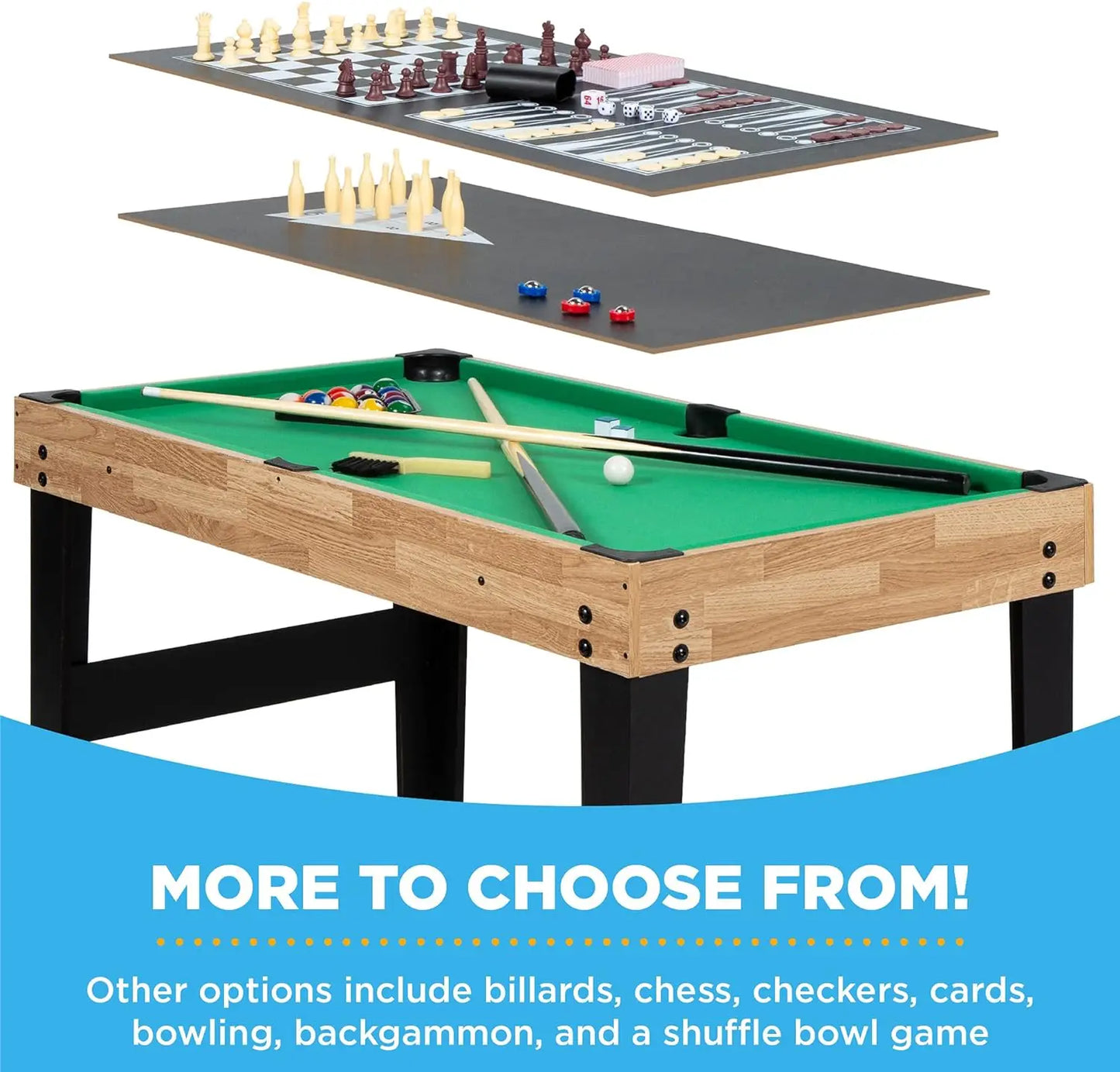 2x4ft 10-in-1 Combo Game Table Set/Hockey, Foosball, Pool, Shuffleboard, Ping Pong