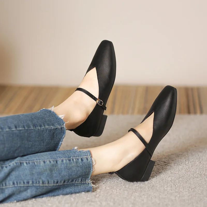 Woman Spring Casual Square Toe Low Soft Soled Shoes