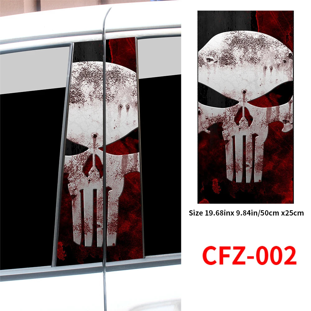 Punisher Skull Stickers Car B-pillar Sticker Waterproof