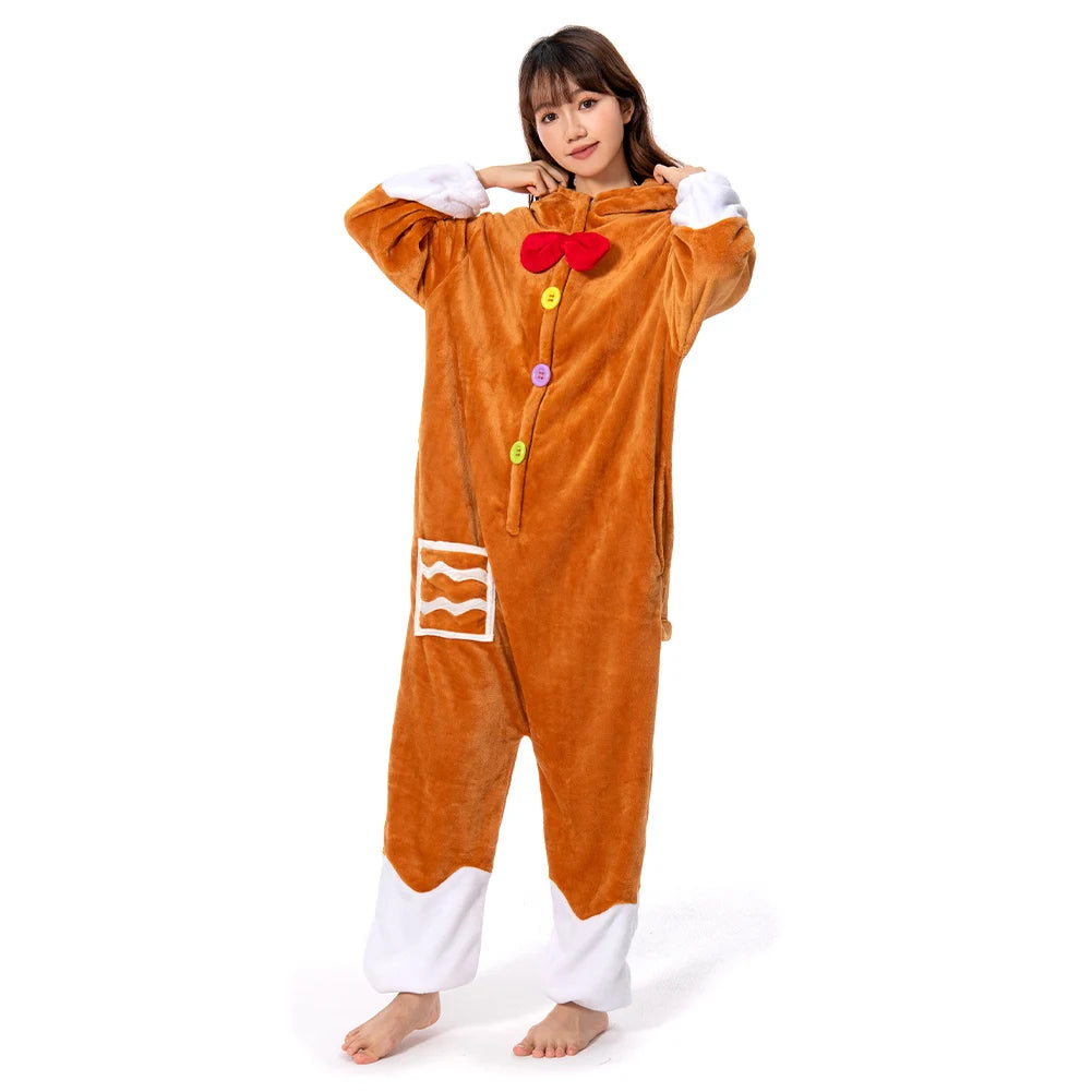 Gingerbread Man Onesie Pajamas Women Men Adult