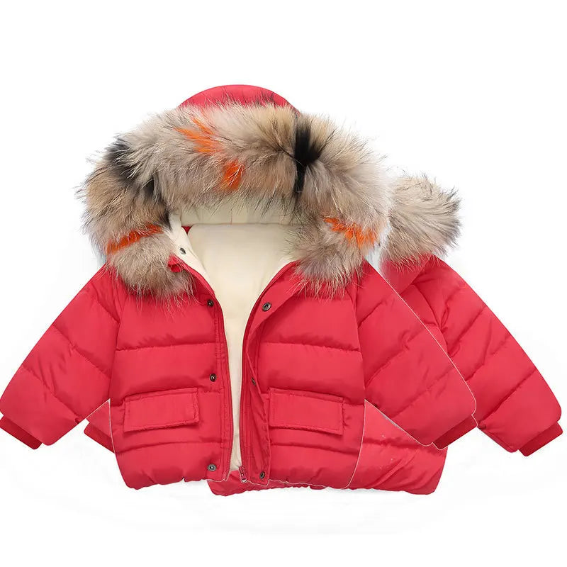 Hooded Childrens Outerwear Warm Down Jacket