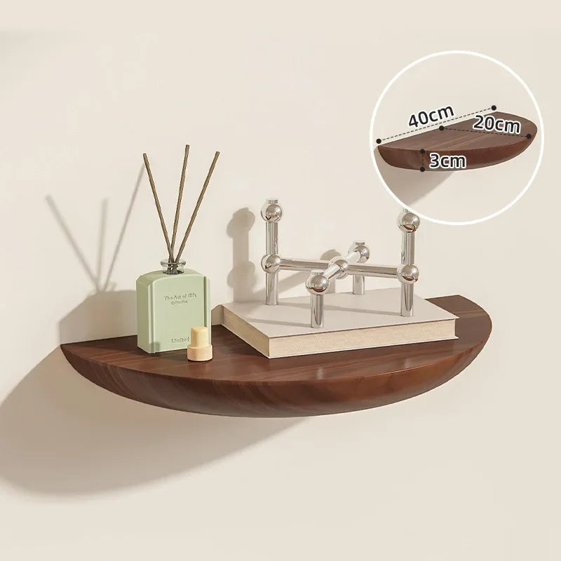 Solid Wooden Semicircle Wall Shelf Storage