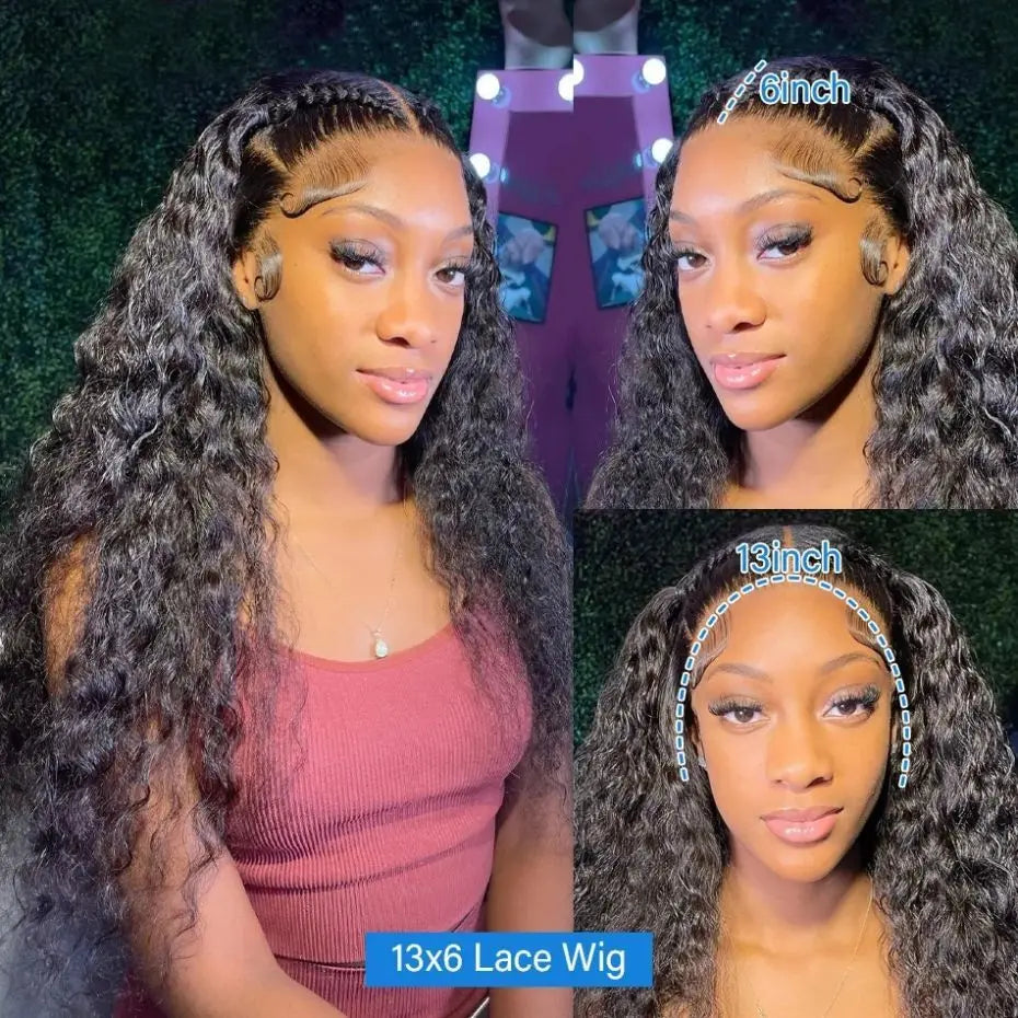 Deep Wave Lace Front Human Hair 180% Deep Curly Brazilian Wig