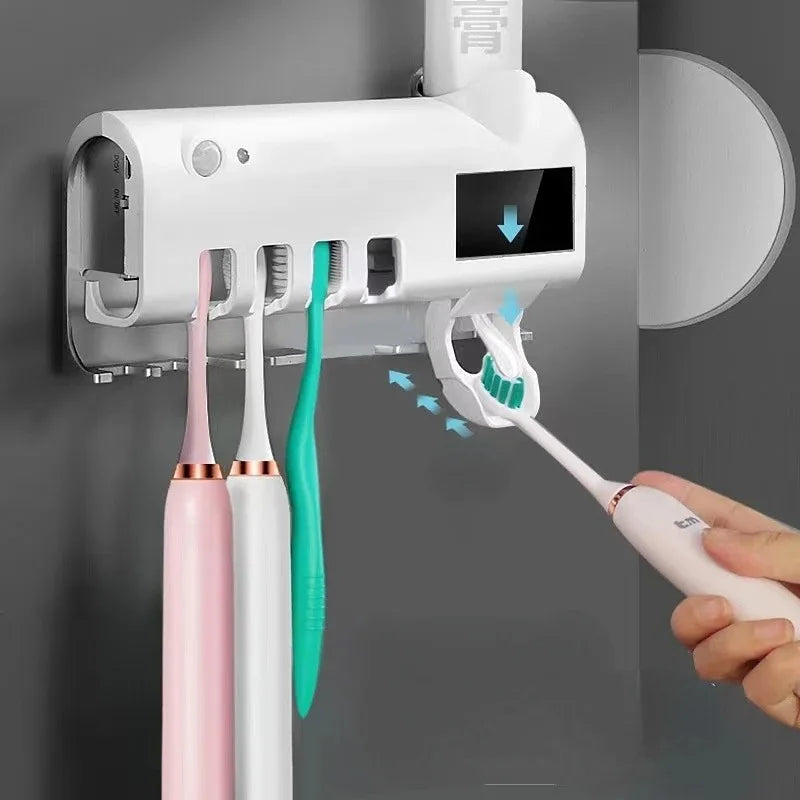 Holder Automatic Toothbrush Toothpaste Dispenser Wall Mounted