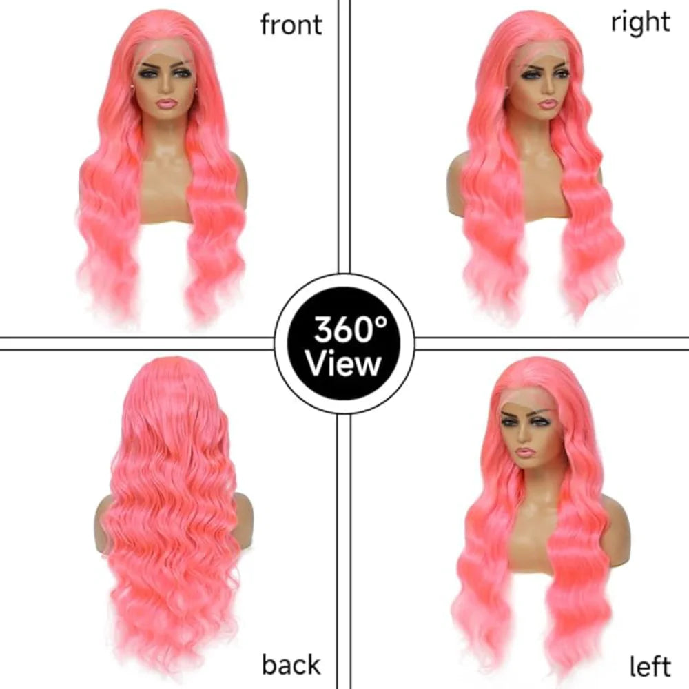 Pink Lace Front Wig Human Hair 13x4