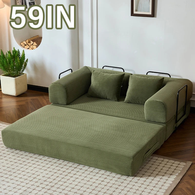 79" Convertible Sofa Bed with Fixed-Shape Frame & Removable Armrests