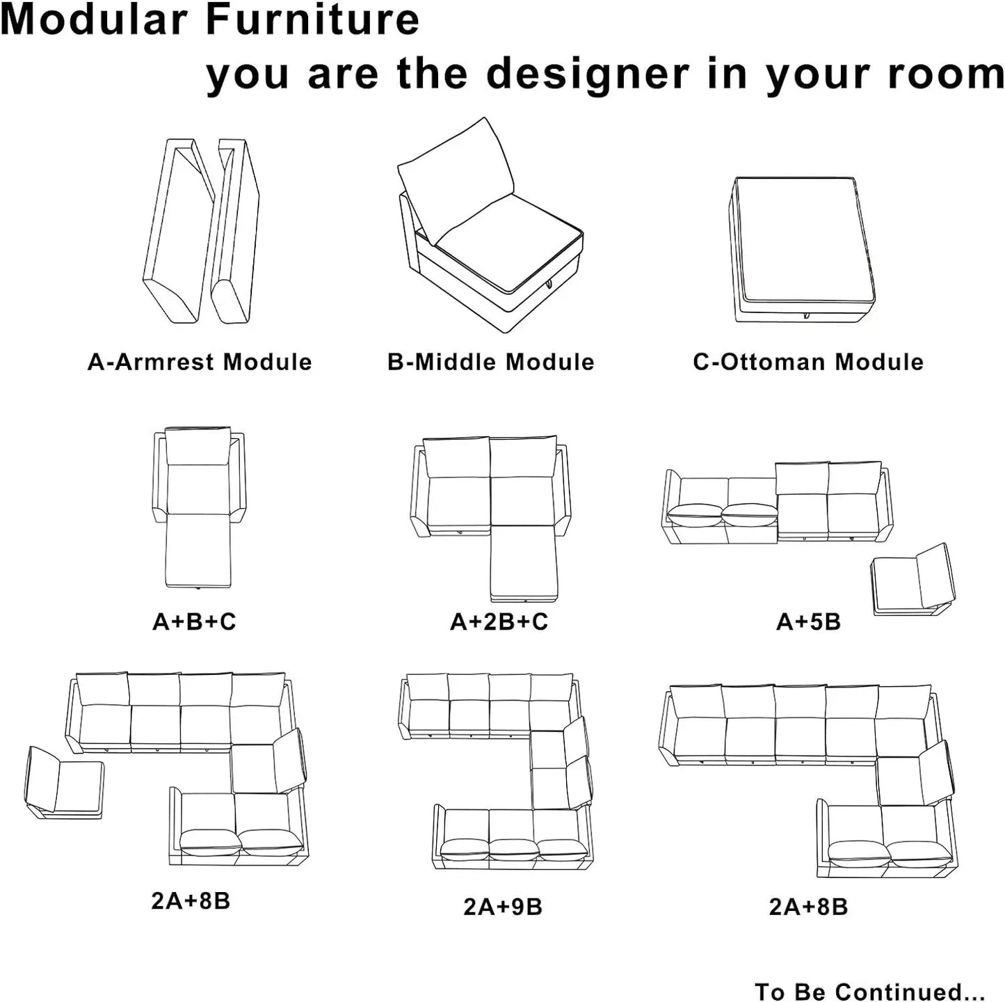 Modern Fabric Middle Module Customizable Sectional