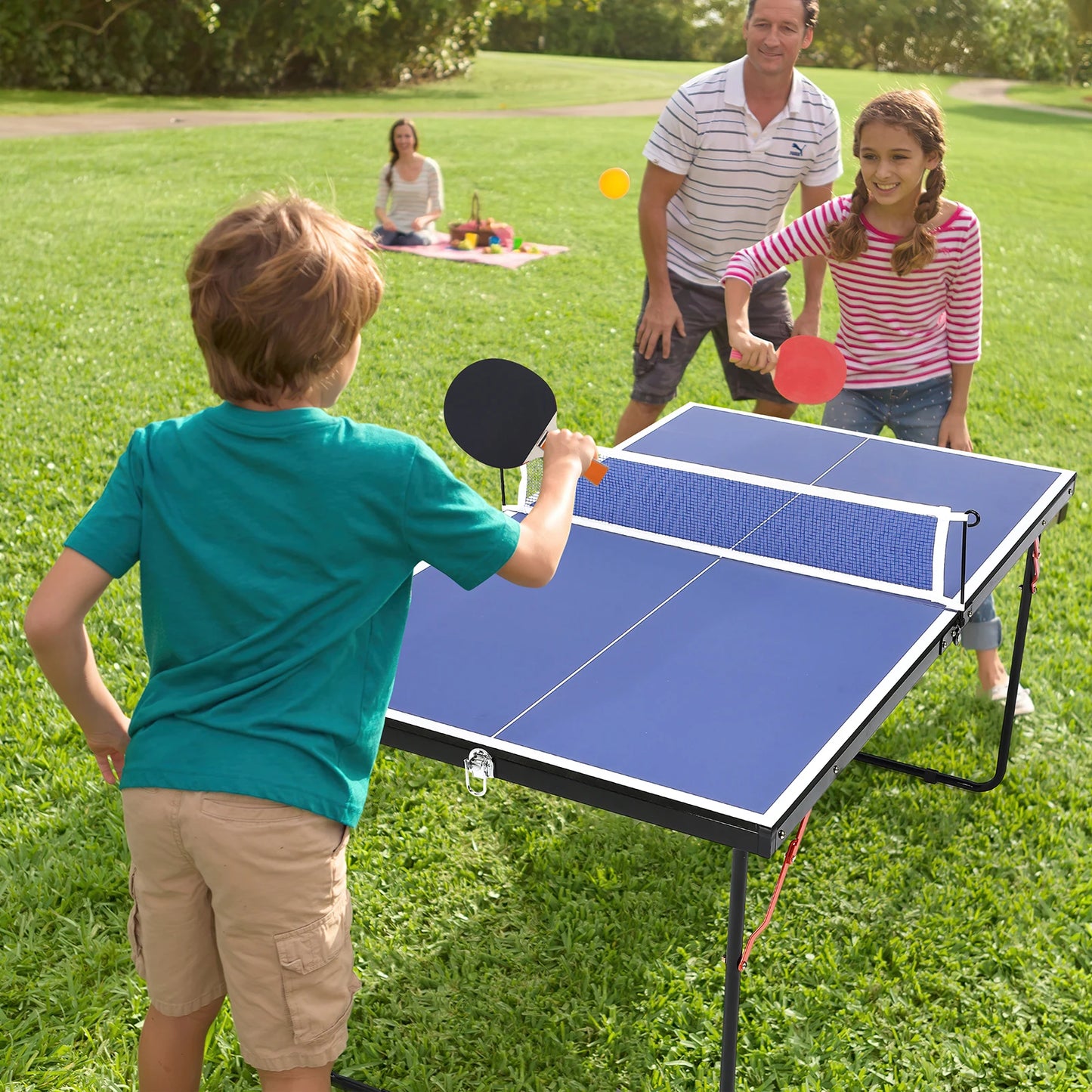 Ping Pong Table, Foldable, with Net and 2 Ping Pong Paddles and 3 Balls