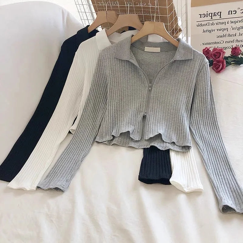 t-shirt knitted long sleeve zipper cardigan 4 to 16 years