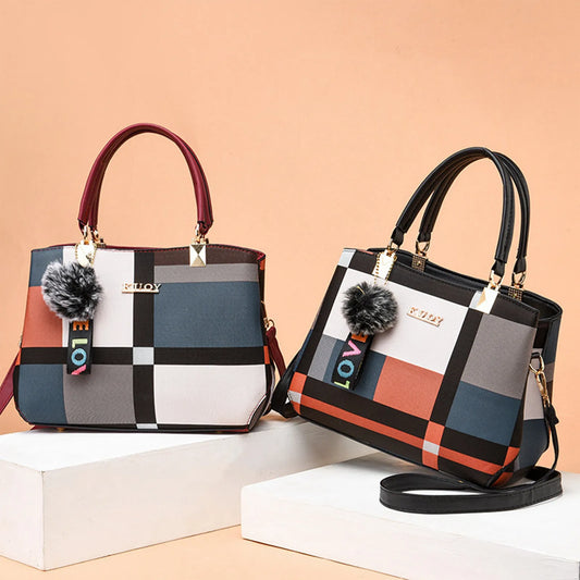 Plaid Pattern Shoulder Tote