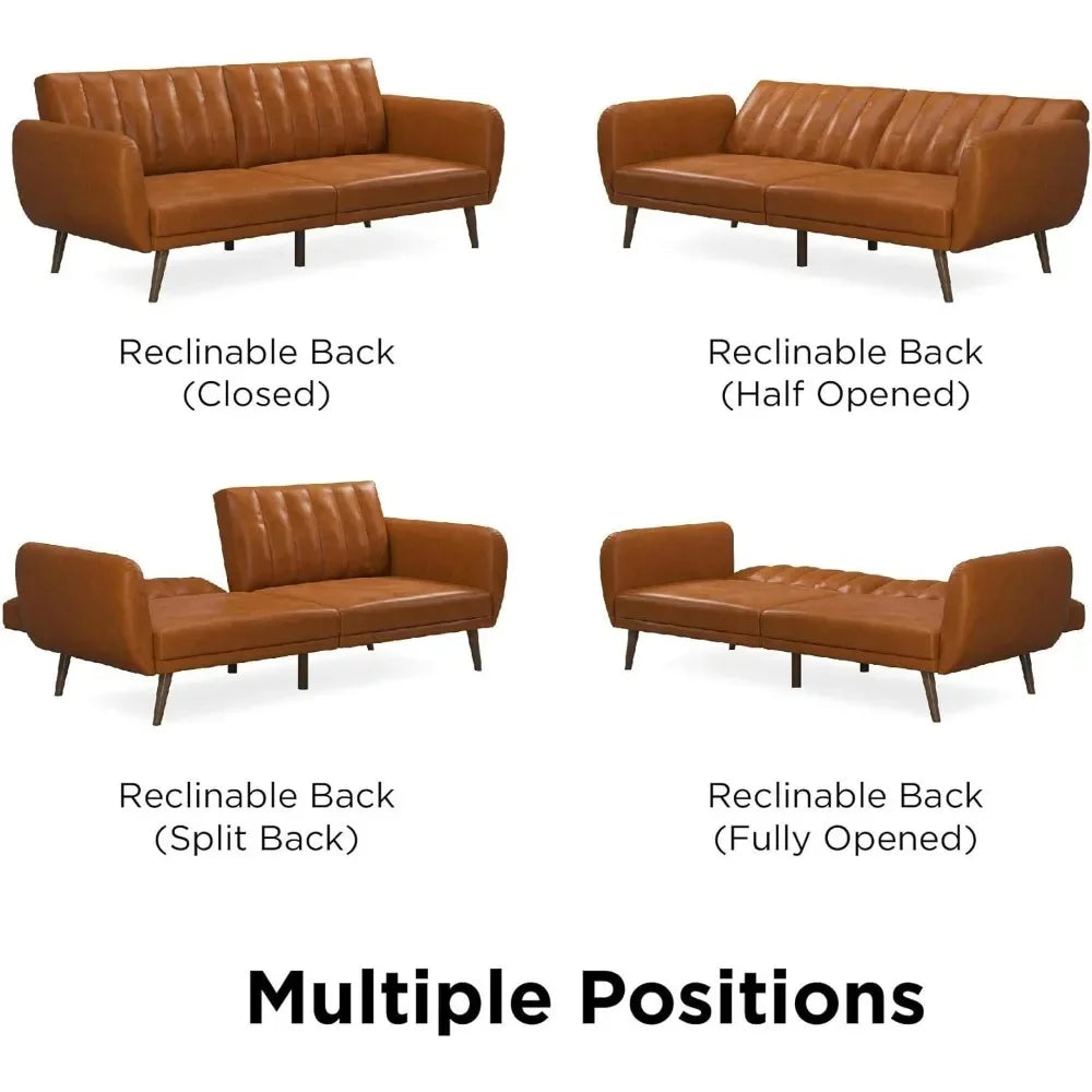Camel Faux Leather Sofa