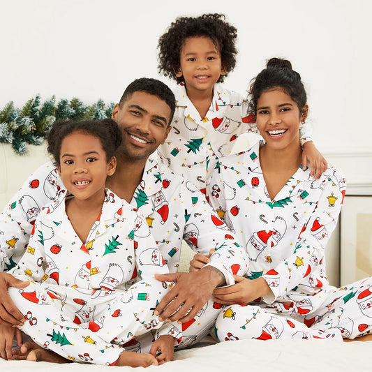 Christmas Family Matching Colorful Festival Theme Print Long Sleeve